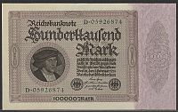 Germany, P-83a, 1 Feb. 1923 100,000 Mark Reichsbanknote, Ch.-GemCU
